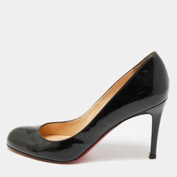 Pre Owned Christian Louboutin Ron Ron Size 38.5 Black Patent Leather Pumps