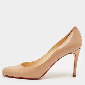 Pre Owned Christian Louboutin Fifi Size 40 Beige Patent Leather Pumps