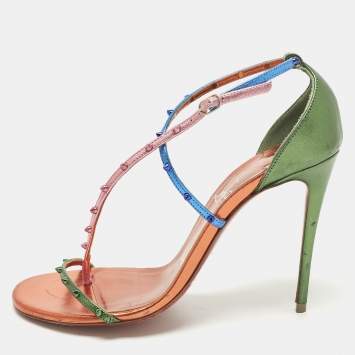 مملوكة مسبقًا Christian Louboutin Riojana Size 36.5 Multicolor Leather Ankle Strap Sandals