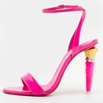 مملوكة مسبقًا Christian Louboutin Lipgloss Size 39 Fuchsia Patent Leather Ankle Strap Sandals