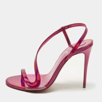 مملوكة مسبقًا Christian Louboutin Rosalie Size 36 Pink Iridescent Leather Slingback Sandals