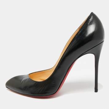 Pre Owned Christian Louboutin Corneille Size 39.5 Black Leather Pumps