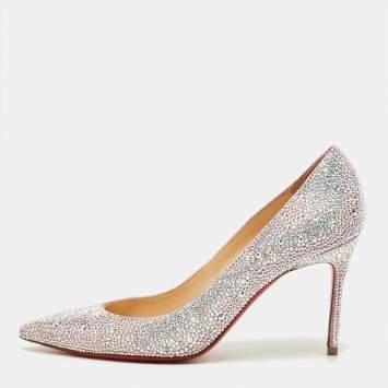 مملوكة مسبقًا Christian Louboutin kate strass Size 38.5 Silver Crystals and Leather Degrade Pumps