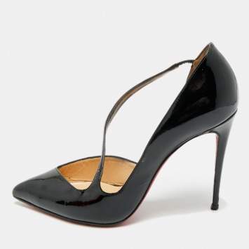 Pre Owned Christian Louboutin Jumping Size 38 Black Patent Leather D'orsay Pumps