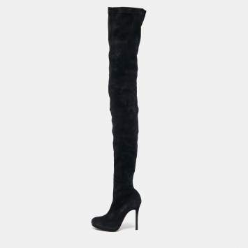 Pre Owned Christian Louboutin Size 36.5 Black Suede Knee Length Boots