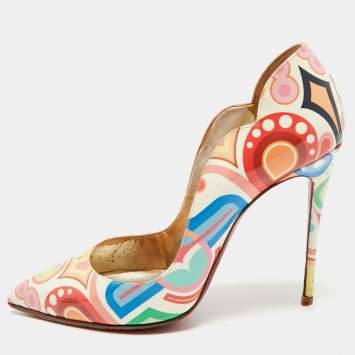 Pre Owned Christian Louboutin Hot Chick Size 38 Multicolor Patent Leather Pumps