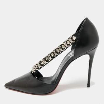 Pre Owned حذاء كعب عالي كريستيان لوبوتان "ديومينا" جلد أسود مقاس 38.5