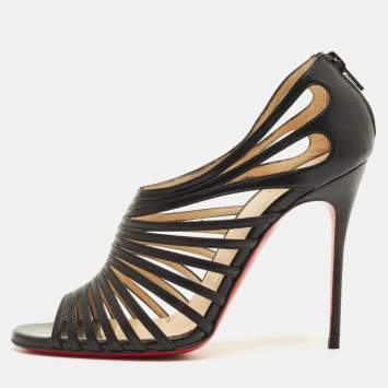 Pre Owned Christian Louboutin Multibrida Size 37 Black Leather Sandals
