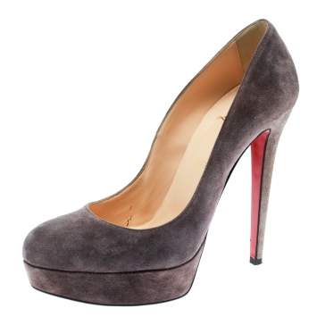Pre Owned Christian Louboutin Purple Suede Bianca Platform Pumps Size 41
