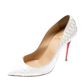 Pre Owned Christian Louboutin White Python Leather So Kate Pointed Toe Pumps Size 35.5