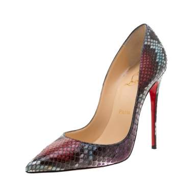 Pre Owned Christian Louboutin Multicolor Python Leather So Kate Pointed Toe Pumps Size 37.5