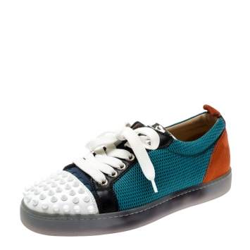 Pre Owned  Christian Louboutin Multicolor Mesh And Leather AC Viera Spiked Orlato Low Top Sneakers 35