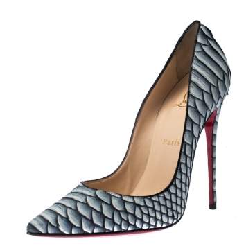 Pre Owned Christian Louboutin Grey Python Leather So Kate Pumps Size 39