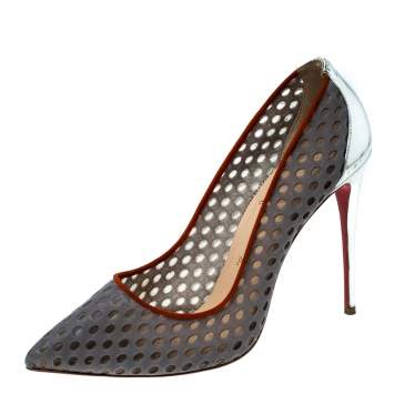 Pre Owned Christian Louboutin Grey Mesh So Kate Pumps Size 39