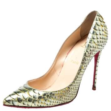 Pre Owned Christian Louboutin Metallic Python Leather So Kate Pumps Size 39
