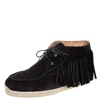 Pre Owned Christian Louboutin Black Suede Cada Poca Crosta Espadrille Sneakers Size 40