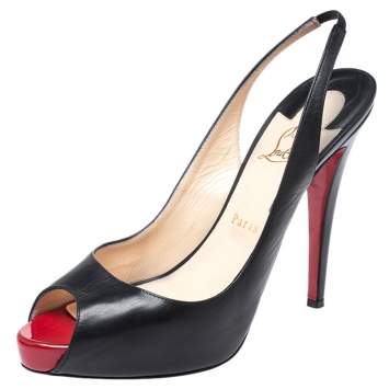 Pre Owned Christian Louboutin Black Patent N°Prive Slingback Sandals Size 41