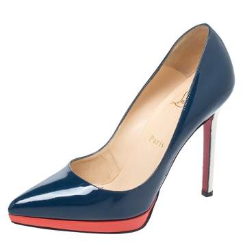 مملوكة مسبقًا Christian Louboutin Multicolor Patent Leather Pigalle Plato Pumps Size 37