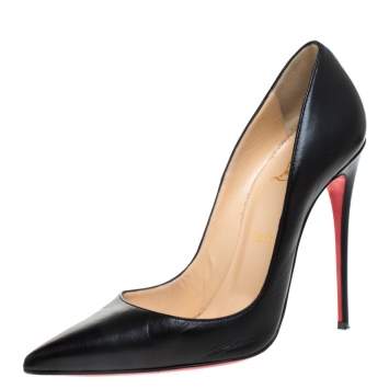 Pre Owned Christian Louboutin Black Leather So Kate Pointed Toe Pumps Size 38.5