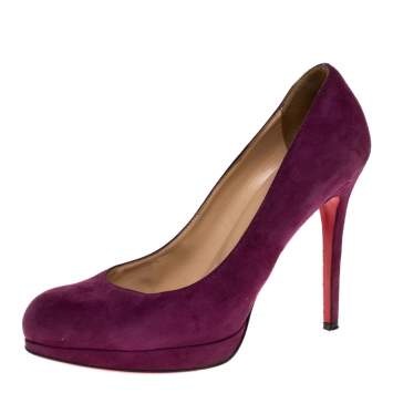 Pre Owned Christian Louboutin Purple Suede Neofilo Pumps Size 39.5
