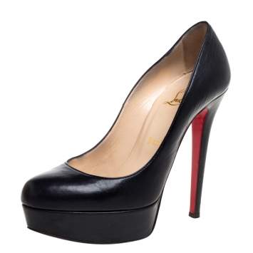 Pre Owned Christian Louboutin Black Leather Bianca Platform Pumps Size 36