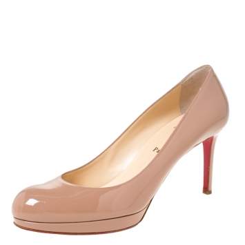 Pre Owned Christian Louboutin Beige Patent Leather New Simple Pumps Size 40.5