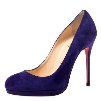Pre Owned Christian Louboutin Purple Suede Fifi Pumps Size 36.5