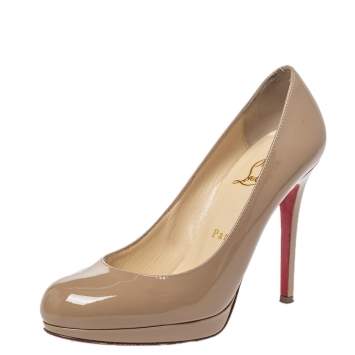 Pre Owned Christian Louboutin Beige Patent Leather New Simple Pumps Size 35.5 