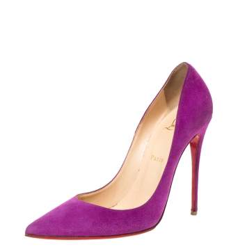 Pre Owned Christian Louboutin Purple Suede Leather So Kate Pointed Toe Pumps Size 39