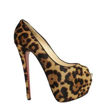 Pre Owned Christian Louboutin Leopard Print Pumps Size EU 38.5