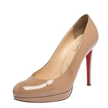 Pre Owned Christian Louboutin Beige Patent Leather New Simple Pumps Size 37.5
