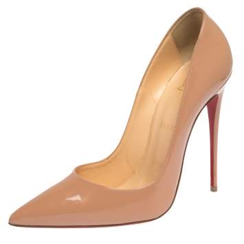 Pre Owned Christian Louboutin Beige Patent Leather So Kate Pointed Toe Pump Size 41