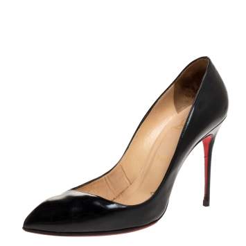 Pre Owned Christian Louboutin Black Leather Corneille Pumps Size 39