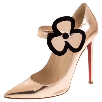Pre Owned Christian Louboutin Metallic Bronze Leather Pensee 20ans 120 Pointed Toe Pumps Size 38.5