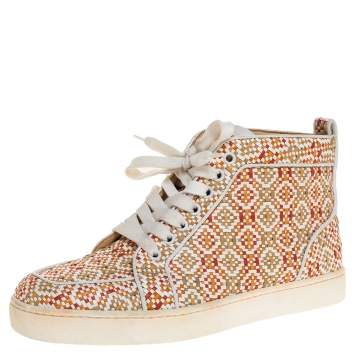 Pre Owned Christian Louboutin Multicolor Woven Leather Rantus Orlato High Top Sneakers Size 39