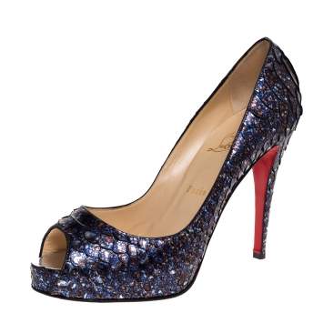 Pre Owned Christian Louboutin Multicolor Python Hyper Prive Peep Toe Platform Pumps Size 41