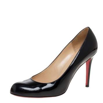 Pre Owned Christian Louboutin Black Patent Leather Simple Pumps Size 41