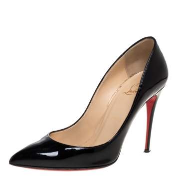 Pre Owned Christian Louboutin Black Patent Leather So Kate Pointed Toe Pumps Size 38