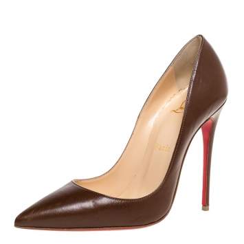 Pre Owned Christian Louboutin Brown Leather So Kate Pumps Size 36.5