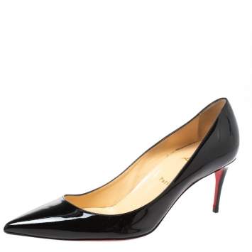 Pre Owned Christian Louboutin Black Patent Leather Kate Pumps Size 41