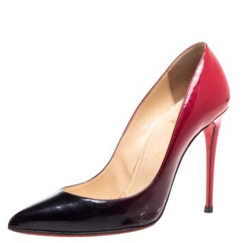 Pre Owned Christian Louboutin Black/Red Ombre Patent Leather So Kate Pumps Size 38.5