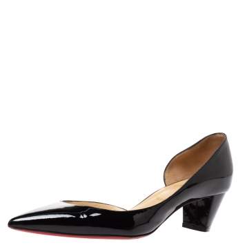 Pre Owned Christian Louboutin Black Patent Leather Iriza D'orsay Pumps Size 41
