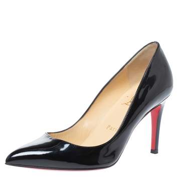 Pre Owned Christian Louboutin Black Patent Leather Kate Pumps Size 36