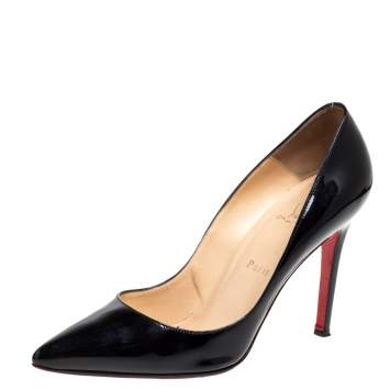 Pre Owned Christian Louboutin Black Patent Leather Pigalle Pointed Toe Pumps Size 38.5