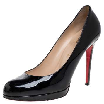 Pre Owned Christian Louboutin Black Patent Leather New Simple Pumps Size 41