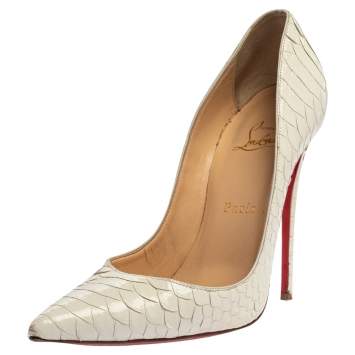 Pre Owned Christian Louboutin White Python So Kate Pumps Size 38