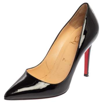 Pre Owned Christian Louboutin Black Patent Leather So Kate Pumps Size 37.5