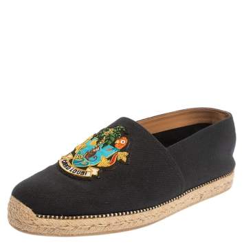 Pre Owned Christian Louboutin Dark Blue Canvas Cario Loubi Flat Olona Espadrilles Sneakers Size 40