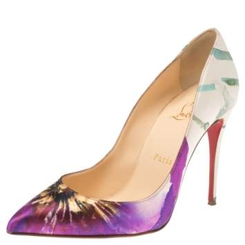 Pre Owned Christian Louboutin Multicolor Floral Printed Canvas Pointed Toe So Kate Pumps Size 37