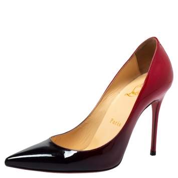 Pre Owned Christian Louboutin Red/Black Patent Leather Ombre So Kate Pointed Toe Pumps Size 36